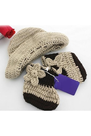 1 Takım Yenidoğan Prop Kostüm Sevimli Çekici Yün Iplik Bebek İçin Bebek Pelerin Kap Giymek Rahat Kahverengi