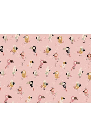 Maki Home Tek Kişilik 160x220+50x70 Kuş Desenli Pembe Nevresim Takımı %100 Pamuk