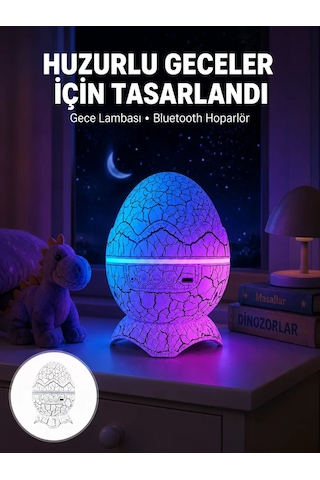 Northcity Dinozor Yumurtası Gece Lambası: Bluetooth Hoparlör Ve 7 Renkli Aydınlatma