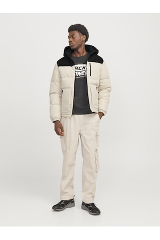 Erkek Rüzgara Dayanıklı Kapüşonlu Puffer Mont - Otto Moonbeam Çok Renkli