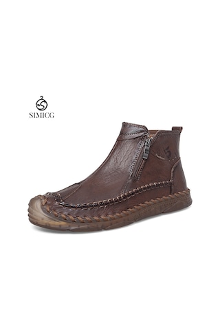 Modaya Uygun Gündelik Yüksek Bilekli Hakiki Deri Erkek Bilek Botları Kahverengi