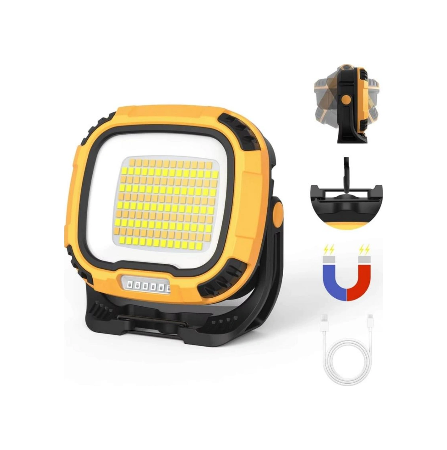 Şarj Edilebilir Çalışma Lambası - Wison - Çok Fonksiyonlu - Mıknatıs & Kancalı Açık Gri