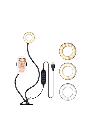Andoer Webcam 3.5" Klipsli Mini Usb Işık Standı Siyah Siyah
