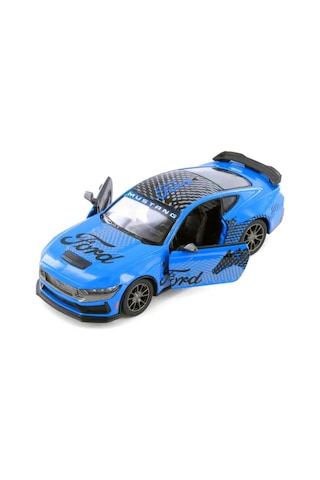 Kinsmart 2024 Ford Mustang Dark Horse 1:38 Çek Bırak Metal Model Araba Mavi - Özel Livery Seri