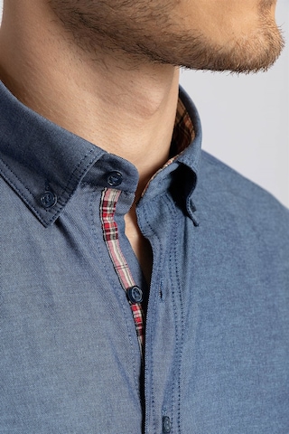 Tudors Slim Fit Dar Kesim Uzun Kol Poplin Oxford Erkek Gömlek-12622 Lacivert