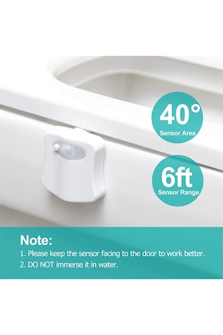 Youtek 2 Adet Tuvalet Sensör Lambası - Hareketli 8 Renkli Led Gece Lambası, Otomatik Açma-kapama, Esnek Kollü, Ev Bakımı Gereci