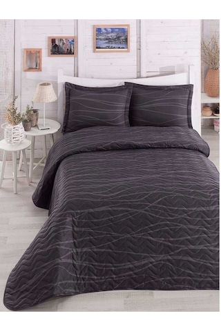 Kapitone Yatak Örtüsü Seti Çift Kişilik Verda Gri