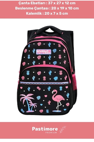 Premium Seri Dayanıklı Yağmur Su Geçirmez Astarlı Rahat Süngerli Geniş Desenli Ilköğretim Çantası Çok Renkli