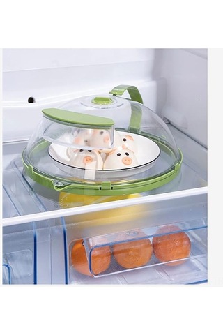 Ulzyvf Pratik Mikrodalga Yiyecek Saklama Kabı - Buhar Delikli, Su Hazneli, Kulplu Yeşil Yeşil