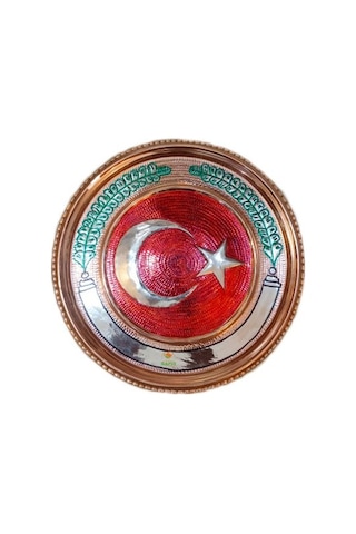 Bakır Tablo Türk Bayrağı Bakır Tablo Özel El İşlemesi 30 Cm Ebat