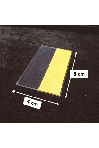 Cep Tipi Yapışkanlı Şeffaf Etiketlik 8x4cm U Tipi 50li Paket 50 Adet