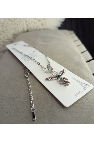 Beren Aksesuar Stainless Steel Anka Kuşu Çelik Kolye Gümüş