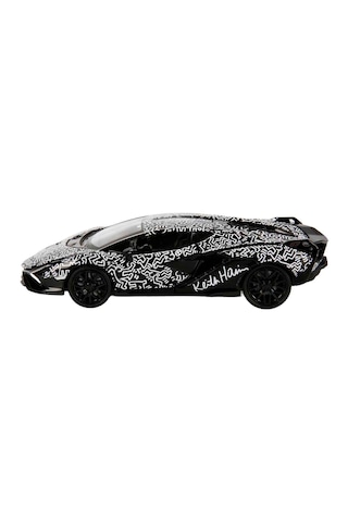 1:32 Sesli Ve Işıklı Rmz Hobby Keith Haring Serisi Die Cast Çek Bırak Model Araba - Siyah-beyaz Lamb