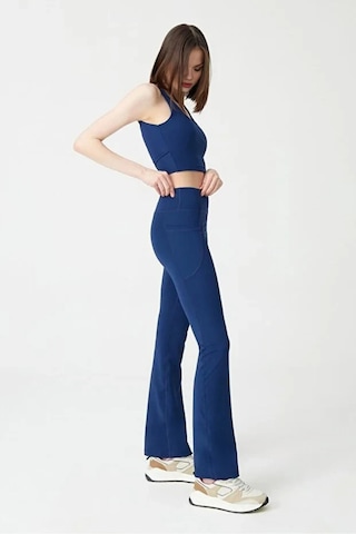 Cloudymood Kadın Yüksek Bel Toparlayıcı Çift Cepli Ispanyol Paça Lacivert Tayt Bootcut Lacivert - 880905440 Lacivert