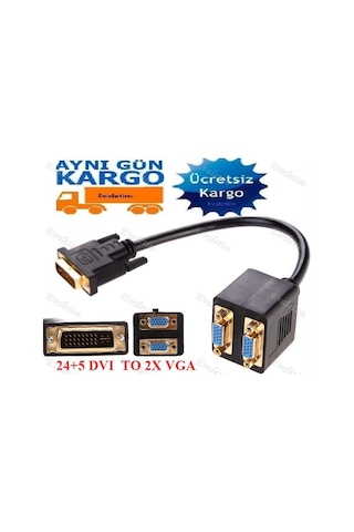 Dvi 2X Vga Y Kablosu 4972P Çoklayici 24+5 Switch Spitter Çoğaltic