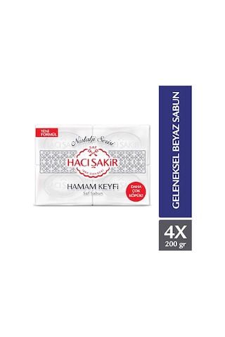Hacı Şakir Hamam Keyfi Nostalji Geleneksel Beyaz Sabun 4'lü 4 x 200 G