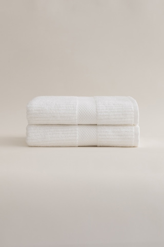 Ivory Beyaz Fitilli Mikro Fiber %100 Pamuk 2li El Yüz Havlusu Set Beyaz