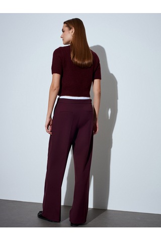 Dilvin 72240 Çift Belli Geniş Pantolon-bordo Bordo