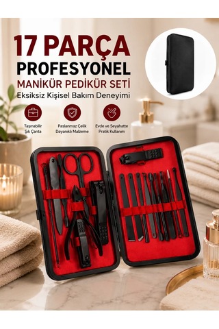Northcity 17 Parça Profesyonel El Ayak Bakım Ekipmanı Seti - Klasik Kırmızı İç Tasarım