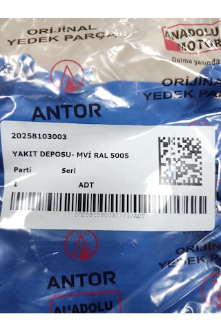 Antor/lombardini Yakıt Mazot Deposu Plastik Mavi Ad320/15ld315/350 6,5hp7,5hp