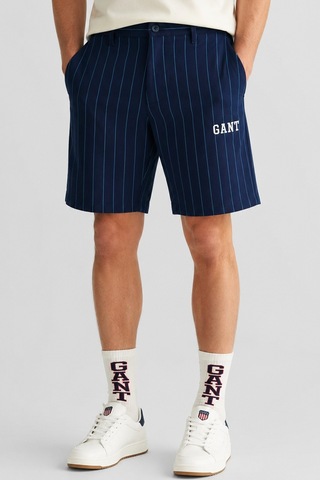 Gant Men's Regular Fit Striped Bermuda Navy Shorts Erkek Kanvas Bermuda Şort Lacivert