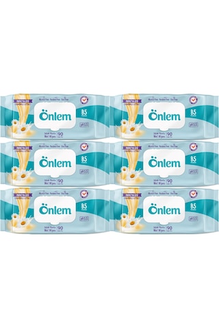 Önlem Islak Havlu Mendil 90 Yaprak Papatya Özü (6 Lı Set) Plastik