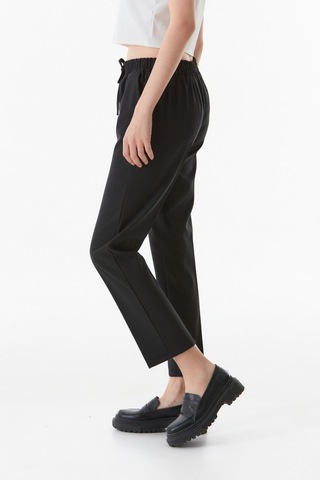 Fullamoda Basic Beli Lastikli Carrot Fit Kumaş Pantolon- Siyah 24KGB279200760-Siyah