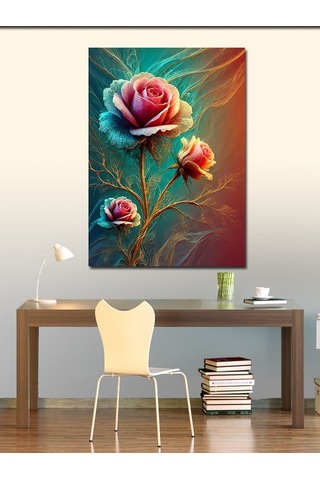 Kanvas Tablo Pembe Ve Mavi Gül 70cmx100cm