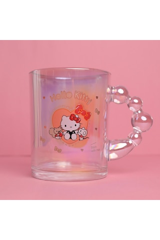 Kawaii Hello Kitty Işıltılı Baloncuk Kulplu Cam Bardak-1930