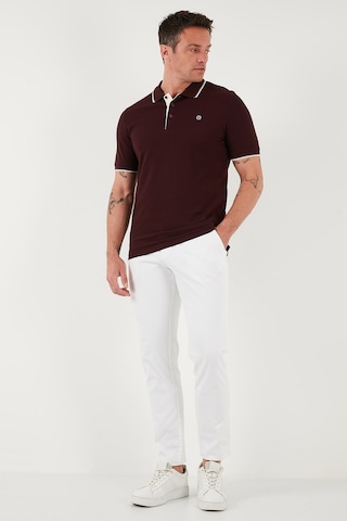 Buratti % 100 Pamuk Düğmeli Regular Fit Erkek Polo Yaka T Shirt 5902118 Vişne-Beyaz