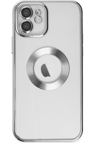 Apple Uyumlu iPhone 11 Kapak Yanları Renkli Lens Korumalı Logo Gösteren Şeffaf Luxury Kılıf - Rose Gold