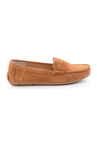 Bambi Taba Hakiki Deri Kadın Loafer Ayakkabı K01045035702 Taba