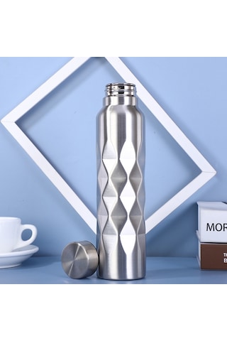 Paslanmaz Çelik Gri 1000 ml Spor Matara Suluk cin338