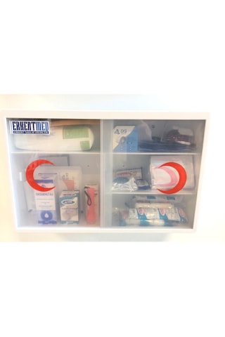 ERKENTMED PLASTİK ECZA DOLABI DUVAR TİPİ İÇİ DOLU (PLUS SET İÇERİK) Beyaz