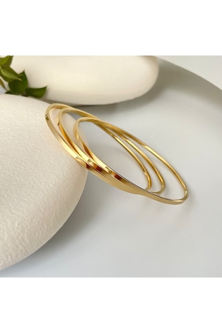 Paslanmaz Çelik Ajda Bilezik İnce Gold Kararmama Garantili Gold