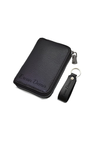 Kişiye Isme Özel Ayleen Ayz Dana Deri Erkek Cüzdan Kartlık-Siyah