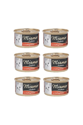 Miamor Pastete Ciğerli Tahılsız Konserve Kedi Maması 6 x 85 G