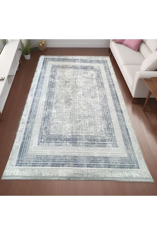 Mihra Halı % 100 Akrilik Sık Dokuma Lacivert Salon,oturma Odası Halısı D7325