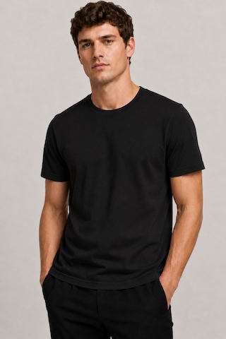 Bym Style Unisex Basic Beyaz Bisiklet Yaka Kısa Kollu Pamuklu Tişört Siyah
