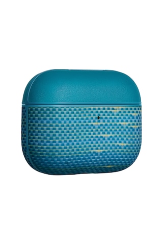 Apple Uyumlu AirPods Pro 3 Kılıf Aramid Fiber Pitaka Glints Of Gold Serisi Kapak Mavi