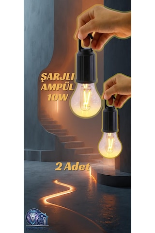 Volemi V-012 Taşınabilir Şarjlı Kamp Bahçe Kullanımlı Askılı Led Ampül 2 Adet 2 Adet
