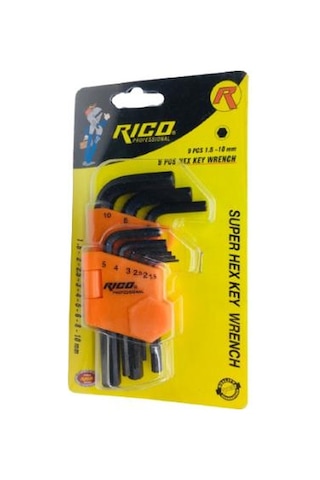Rico Rc2899 Düz Kısa Alyan Anahtarı Seti Takımı 9Pcs 1.5Mm-10Mm N11.8630
