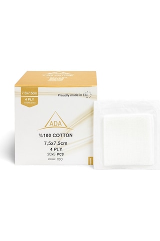 Ada Steril Emici Kompres Gazlı Bez 7.5 x 7.5 CM 20 x 5 100 Adet