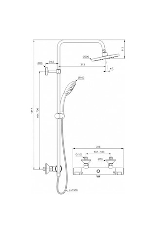 Ideal Ceratherm T25 Term.duş Sistemi-krom