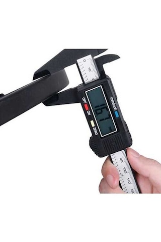 Dijital Karbon Fiber Kumpas 150mm Pil Dahil + 30cm Çelik Cetvel