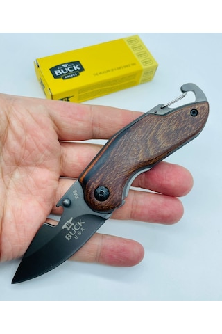 Buck Marka Ahşap Kasa Küçükboy Mini Çakı //15cm-x48 Gri - Kahverengi