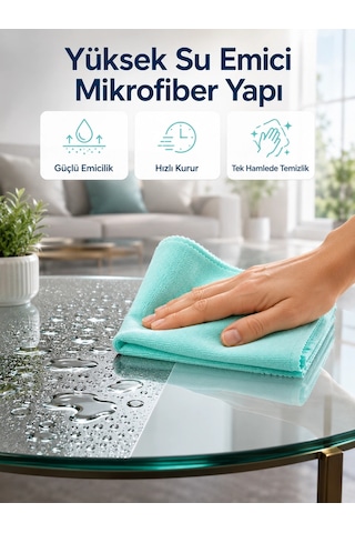 Cam Ayna Ve Parlak Yüzeyler İçin Mikrofiber Temizlik Bezi Leke Ve İz Bırakmaz Diğer