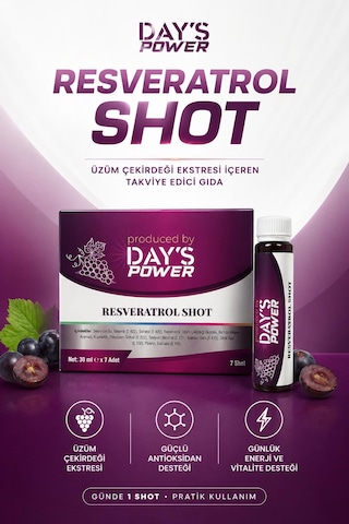 Day S Power Resveratrol Shot 7 Adet - Üzüm Çekirdeği Ekstresi & Kuersetin Destekli