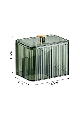 Şeffaf Yeşil Pamuklu Çubuk Kutusu, Kozmetik Pamuk Saklama Kutusu, Toz Geçirmez Ve Şeffaf A