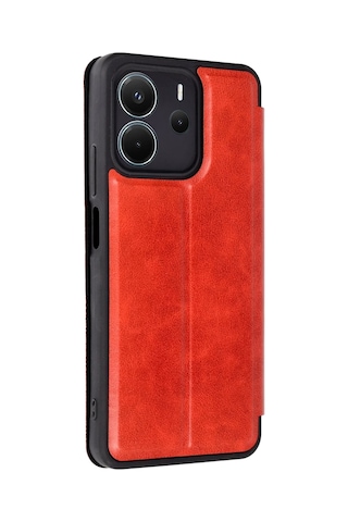 Newface Xiaomi Redmi Note 14 4g Kılıf Flip Cover Glblseme - 42 - Kırmızı